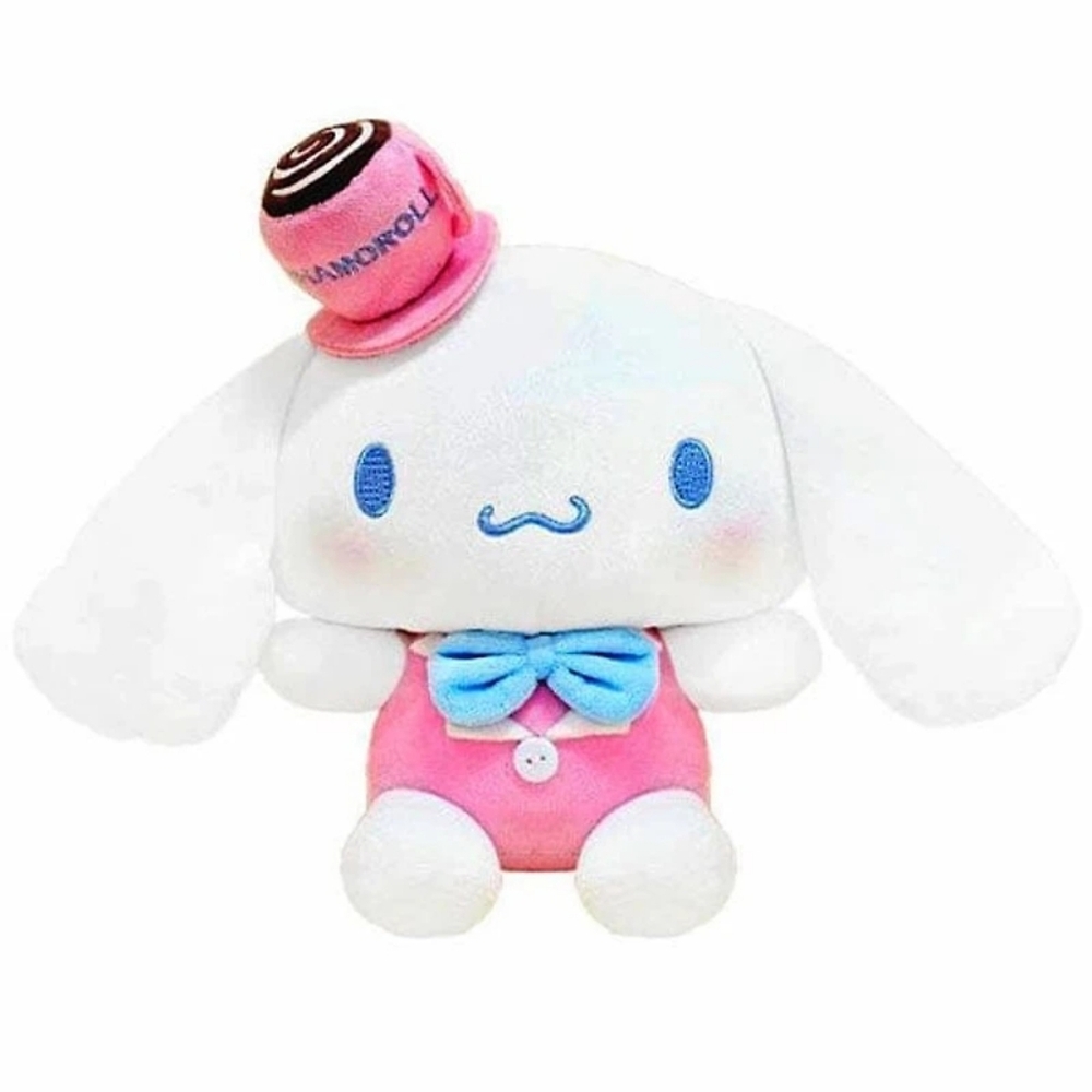 Sanrio Cinnamoroll Plush Toy with Blue Bow & Cafe Hat NWT